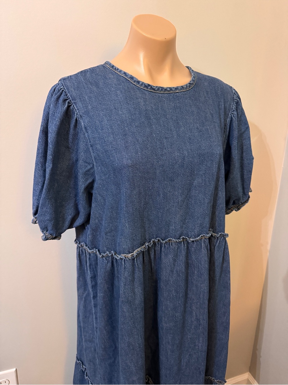 Forever 21 Premium Denim Tiered Dress XL Blue Jean - Picture 3 of 5